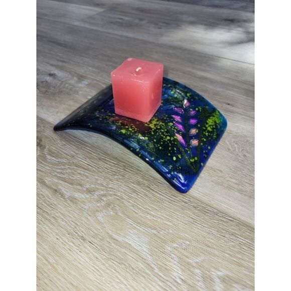 Laura Mendola BLUE GLASS SINGLE CANDLE HOLDER  made in Alaska - Picture 10 of 16